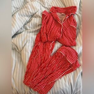 Aerie Red and White Striped Pajama Set